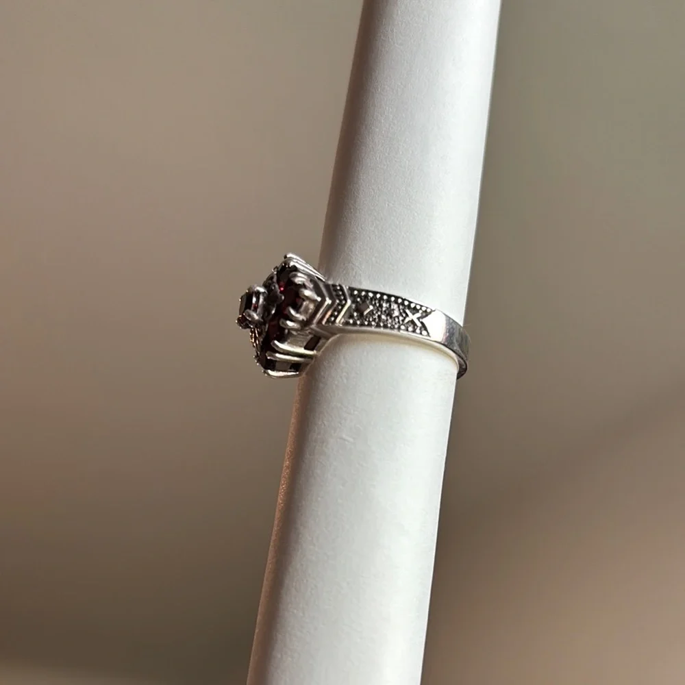 Vintage Garnet Ring 925 - Picture 2 of 8